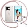 ISOI Cover con Cordino per Oneplus 15, Custodia Trasparente con Collana Tracolla Laccio Collo Ultra Sottile Morbido TPU Silicone Antiurto AntiGraffio Case, Rosa