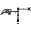 CoolBox MP01 - Supporto monitor e portatile, schermo fino a 8 kg e 32, portatili fino a 17, VESA 75x75 e 100x100, altezza, inclinazione e rotazione regolabili, vassoio inclinabile. Nero