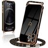 Micoden Cover Cordino per iPhone 12 Pro Max Amore Cuore Donne Morbido Silicone Sottile Case con Protezione fotocamera Antiurto AntiGraffio Custodia con Regolabile Collana per iPhone 12 Pro Max Nero
