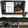 Techschermo 4G+64G Android Autoradio per Mazda 3 2003-2009 con touchscreen 9 pollici 1280x720, CarPlay & Android Auto Wireless, DSP 32EQ, WiFi, GPS, FM RDS Radio, Bluetooth 5.0, SWC + Retrocamera