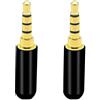 PNGKNYOCN Connettore a Saldare Jack da 3,5 mm, Connettore Terminale Cavo Audio di Ricambio da 1/8 TRRS 4 Poli Placcato Oro per Riparazione e Sostituzione di Cuffie Stereo Fai da Te (2-pack)