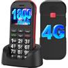 CHAKEYAKE Cellulare per Anziani 4G Sbloccato con Tasti Grandi, Batteria 1800mAh Lunga Durata, USB-C, Funzione SOS, Torcia, Base di Ricarica, Nero