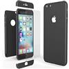 NALIA Custodia Integrale compatibile con iPhone 6 / 6S, Cover Protettiva Fronte e Retro & Vetro Temperato, Case Rigida Protezione Telefono Cellulare Bumper Sottile, Colore:Nero