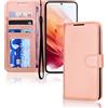 TECHGEAR Custodia in Pelle Galaxy S23 Plus, Cover Libro Protettiva con Slot per Schede, Supporto e Cinturino da Polso - Pelle Sintetica per Samsung Galaxy S23 Plus 5G Cover Portafoglio (Oro Rosa)
