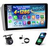 NHOPEEW 4+128G Android Autoradio per Toyota Avensis 2002-2008 con Wireless Carplay e Android Auto - Schermo incell da 9 pollici Supporto WiFi GPS Comandi al volante + Telecamera di retromarcia
