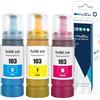 LCL 103 Inchiostro Compatibile con Epson 103 Flacone di Inchiostro Multipack Compatibile con Epson L1110 L1210 L1250 L3100 L3101 L3110 L3111 L3150 L3151 L3156 L3160 L3210 L3211 L3250 L3251(CMY,3Pack)