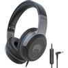 RockPapa Share 1 Cuffie per Bambini, Cuffie con Filo e Microfono per Bambina Ragazzi, 85/94dB Limitatore di Volume, Funzione Condivisione, Cuffie Pieghevoli per Scuola/Telefono/PC, Nero Grigio