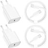 Keqeeo Caricatore USB C 20 W con cavo di ricarica USB C a C da 2 m per telefono 17/16/15,17/16/15Pro, 17/16/15pro Max,17 Air,16/15 Plus, Pad Pro/Air/Mini, caricatore rapido 2 Psck e cavo di ricarica rapida