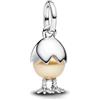 PANDORA Moments 793748C01 Breloque en forme d'œuf de Pâques en argent sterling avec perle de cristal synthétique Compatible avec les bracelets Me & Moments, 9x13,5x9,3 mm, Argent sterling, Pas de