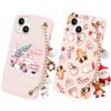 Krdvekm 2 x Cover per iPhone 14/iPhone 13 6,1'' Natale Neve con Catena, Natalizia Braccialetto Custodia con Carino Aesthetic Print Femmina Mädchen Modello Christmas Disegni Collana Protettiva Case