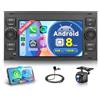 Rimoody 8 Core 6G+128G Android Autoradio per Ford Focus C-Max S-Max Kuga Fiesta Transit Fusion Mondeo Galaxy Connect Wireless Carplay Android Auto 7 Pollici Autoradio GPS Navi WiFi Bluetooth FM/RDS/DSP EQ/SWC