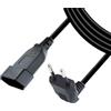 RIIEYOCA Cavo di prolunga europeo, ad angolo retto, 90 gradi, spina di tipo C, spina europea su presa europea di tipo C, 2,5 A/250 V, 0,75 mm², per PC computer, TV, elettrodomestici, nero, (2 m)