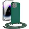 DiDaDi Collana per iPhone 12, custodia per cellulare compatibile con iPhone con cinturino per smartphone da appendere, custodia protettiva con cordoncino in silicone, verde scuro