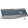 TECURS Tastiera wireless AZERTY con layout francese e poggiapolsi, tastiera wireless silenziosa ricaricabile 2.4G, retroilluminata, tastiera per computer per Windows