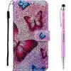 Grandoin Cover Compatible con Samsung Galaxy A30s / A50s, Glitter Custodia Retro a Libro Flip Case Portafoglio Cover in Pelle Wallet Magnetica Supporto Cover Cassa Protettiva (Farfalla)