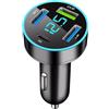 OneNine Caricabatteria da auto USB C a 4 porte, adattatore per accendisigari, 50 W, PD&QC 3.0, con voltmetro a LED da 12 V, presa USB, compatibile con iPhone, Android, Samsung, tablet e tutti gli