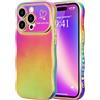 miyonsin Cover per iPhone 15 Plus per Donne e Ragazze, Magnetica Graziosa Cornice a Onde Ccolorate Cuore e Protezione per Fotocamera, Custodia Antiurto per iPhone 15 Plus, Colore Dazzle