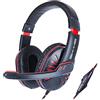 ENHANCE GX-H5 Cuffie da Gioco con Microfono Rotante - Archetto morbido regolabile, Regolatore del volume con cavo intrecciato, Auricolari con isolamento acustico USB, Cavo sdoppiatore incluso (rosso)