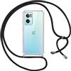 Pnakqil Custodia Cordino Cover per OnePlus Nord CE 2 5G 6.43 Girocollo Collana Cordoncino Collo Cordini Cordino Tracolla Catena Silicone Protettiva Trasparente Custodia Case, Nero