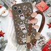 Krdvekm Cover con Cordino per iPhone 15 6,1'' Natale Cartoon, Silicone Marrone Custodia Aesthetic Christmas Print Femmina Mädchen Modello Disegni Collana Protezione Fotocamera Protettiva Case