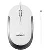 Macally UCDYNAMOUSE-W, 3-Button Optical USB-C Silent Click Mouse, White/Space Gray