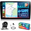 Motorsi [4GB RAM + 128GB ROM] Motorsi CarPlay 2 Din Autoradio con GPS, 9 Android Auto Doppio Din Stereo Auto Bluetooth con Schermo, Assistente Vocale WiFi SWC FM/RDS Radio EQ MirrorLink + Telecamera