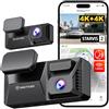 REDTIGER F77 4K+4K HDR Dash Cam Auto Fronte Retro, Doppio Sensore STARVIS 2 IMX678, Telecamera per Auto da WiFi 5,8GHz con 128GB di Memoria eMMC, Controllo Vocale, Touch Screen da 4''