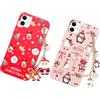 Vauki Natale Custodia per iPhone 11 con Cordino [2 Pezzi],Cover Rosso Silicone Morbido Ultra con Modello Christmas Renna e Babbo,Regalo Natale Donna,Natalizia Carino Antiurto Protettiva Case,Cervo