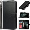Cavor Cover Compatibile con iPhone 11 PRO con Cordino,Flip Portafoglio Custodia in Pelle,[4 Slots][Magnetica],Custodia Cover con Laccio Compatibile con iPhone 11 PRO - Nero