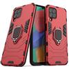MaiJin Compatibile con Samsung Galaxy M33 5G Cover, Custodia Armor Anello Cavalletto (Funziona con il Supporto Magnetico per Auto) Case Paraurti (Rosso)