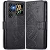MOJIA Cover in Pelle per Oukitel C62 / C62 Pro / C62 GT, Custodia Premium a Portafoglio con Interno Case in TPU e Porta Carte [Cinturino da Polso in Regalo]. Nero