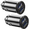 CJMUQHEHH 2 adattatori USB per accendisigari da auto, ultra compatti, 2 porte USB, 5 V/3,1 A, in lega di alluminio, ricarica rapida per iPhone 16/15/14/13/Pro Max, Android (nero)