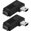 RIIEYOCA Adattatore Mini USB 5 Pin, Connettore Mini USB Maschio a Femmina Angolato 90 Gradi Sinistra e Destra, Supporta Ricarica e Trasferimento Dati per Telefoni Cellulari, Fotocamere(2 Pezzi)