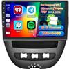 Roinvou 2+64G Schermo Radio per Peugeot 107/Citroen C1/Toyota Aygo 2004-2014 Wireless CarPlay Android Auto, Android Autoradio 9'' Stereo Auto con WiFi GPS Bluetooth EQ FM/RDS SWC Telecamera Posteriore