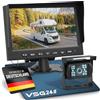 VSG Set di avviamento per camper 7 sistema di retromarcia, set di telecamere incl. 20 m di cavo, visione notturna, linee di distanza, obiettivo 120°, 12-24 V, IP67 - Nero