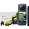 Insta360 X3 Kit Moto - Action Cam 360 impermeabile con sensore da 1/2, foto 360 da 72MP, video 360 5.7K, stabilizzazione, touch screen 2,29, vibrazione, editing IA, live streaming, webcam