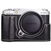 MUZIRI KINOKOO Custodia in Pelle PU per Fujifilm X-M5 fotocamera, mezza custodia protettiva inferiore per Fuji X-M5/Fuji XM5 fotocamera - con fondo apribile e design impugnatura - Nero