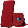 Verco Case per Samsung Galaxy S9 Custodia, Cover a Libro Pelle PU per Samsung S9 Custodia Premio Booklet Protettiva, Rosso