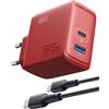 INIU Caricatore USB C da 65 W, 2 porte [USB-C + USB-A], alimentatore multiplo GaN, adattatore di alimentazione USB C per MacBook iPad Air, iPhone 16 15 14 Pro Max, Galaxy S25 S24 Ultra, pixel, ecc