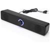 Denash Altoparlanti per Computer USB, Manopola del Volume Soundbar Desktop Cablata Doppi Driver Attivi a Frequenza Completa da 5 W Semplice per Laptop