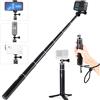 HSU Bastone selfie estensibile, impugnatura in alluminio con mini treppiede per GoPro Hero 11/10/9/8/7/6/5/4/3 e altre videocamere d'azione (64cm)