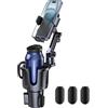 Giftorld Supporto per cellulare 2 in 1, con base regolabile per collo lungo per auto, rotazione a 360°, compatibile con smartphone iPhone 4-7