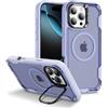 IMEIKONST Cover Magnetica per iPhone 16 Pro Max con Supporto Obiettivo in Metallo, TPU + PC Militare Grado Protezione Antiurto Matte Traslucida Custodia per iPhone 16 Pro Max. Viola Chiaro HYF