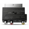 Ermenlifiqq 1 pezzo Adattatore Scart a 3 prese Cinch In/Out + S-Video, audio/video per TV, DVD, console e recorder, spina Scart a 3 prese RCA, plug & play, nero