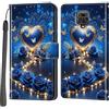 Haninsuze Cover per Xiaomi Redmi Note 9S / Note 9 Pro/Note 9 Pro Max, Custodia Interno TPU Antiurto Portafoglio con Disegni [schede Fessura] [Supporto Stand] Cover Libro in PU Pelle (cuore blu)