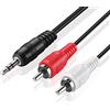 TNP Products TNP Cavo audio da 3.5mm a rca (30 cm / 1 FT) Bidirezionale da maschio a maschio, Connettore aux jack cuffie adattatore splitter Y a stereo destra sinistra, Per amplificatore proiettore ricevitore AV