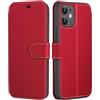 ELESNOW Cover per iPhone 12-6.1, Flip Wallet Case Custodia in Pelle PU Premium, Slot per Schede, con Magnetica a Scatto per Apple iPhone 12 (Rosso)