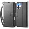 TUCCH Custodia per iPhone 17 6,3-pollici 5G 2025 [Blocco RFID] Portafoglio | Cover Pelle Sintetica TPU Antiurto Slot Schede Cover Libro Protezione Integrale Chiusura Magnetica, Nero con Cinturino