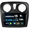 BXLIYER [6GB+128GB] Android 14 IPS Autoradio Per Dacia - Sandero (2012-2017) - Senza fili CarPlay/Android Auto - LED Camera + MIC - DAB Fast-boot Volante 360-Camera WIFI DSP AHD - 2 Din 9 Pollici