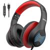EarFun K3 Cuffie per Bambini, Over-Ear USB Type-C con Microfono, Limite di Volume 85/94dB, Suono Stereo HD con Luci LED, Cuffie Cablate Pieghevoli per Scuola/Bambini/Bambine/Tablet, Nero